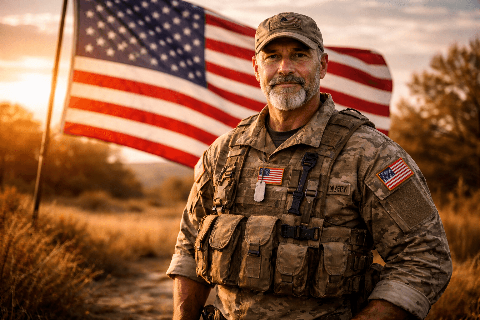 American veteran with flag